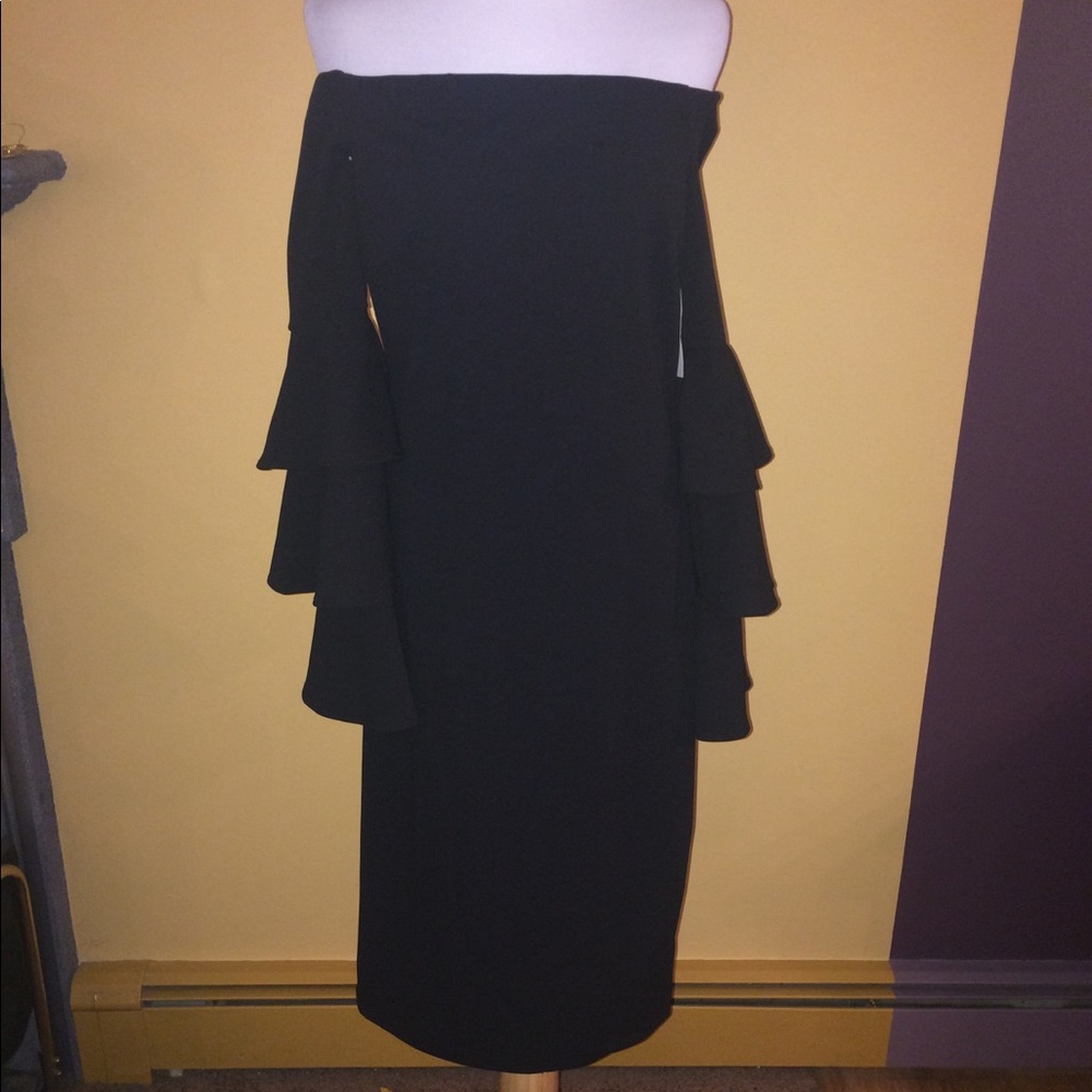 Off the shoulder black dress